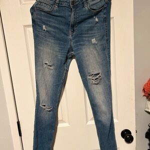 Hollister High Rise Distressed Jeans - Light Blue